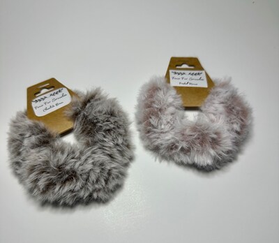 Crochet Scrunchie - Faux Fur Scrunchie - Hair tie - Hair Accessories  - Handmade Scrunchie - Elastics - image1
